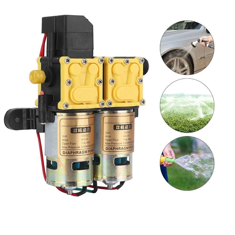 12V Double Head High Pressure Agricultural Sprayer Water Pump a Multi-Purpose Pump for Farmland Irrigation Family Car Washing La