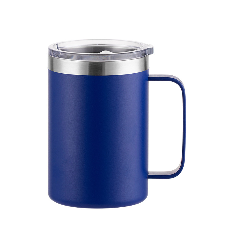 Nueva taza de café de acero inoxidable de doble pared, taza de té de 12oz y 16oz, 350ml, 450ml, termo aislado, tazas al vacío con mango: Borgoña / 401-500 ml
