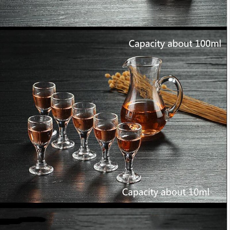 7PCS/lot European Glass Wine Glass Simple Household Glass Wine Set Sake Set Sake Bottle Drink Glass Set Crystal Bottle: C