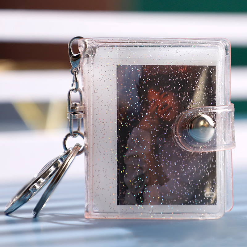 Mini livre de collecte de Photos de dessin animé, petit Album Photo de 2 pouces, pendentif en PVC, porte-carte décoratif mignon avec porte-clés imprimé ours: P13