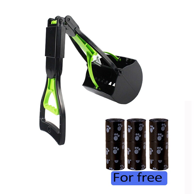 Portable Dog Feces Picker Foldable Pet Manure Clip Outdoor Use Pet Poop Storage Box Dog Sanitary Fittings With Garbage Bags: Style 1green / L