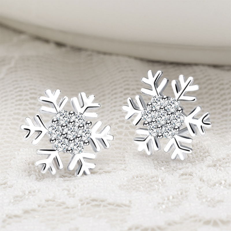 Korea udsøgte zirconia snefnug ørestikker til kvinder skinnende krystal blomst øreringe piger trend bryllup fest smykker: 2
