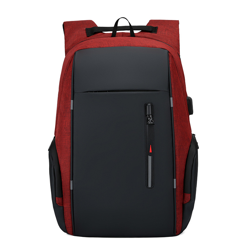 Sac à dos hommes USB charge étanche sac à dos pour ordinateur portable femmes décontracté Oxford mâle sac d'affaires 15.6 pouces ordinateur portable sacs à dos: Red