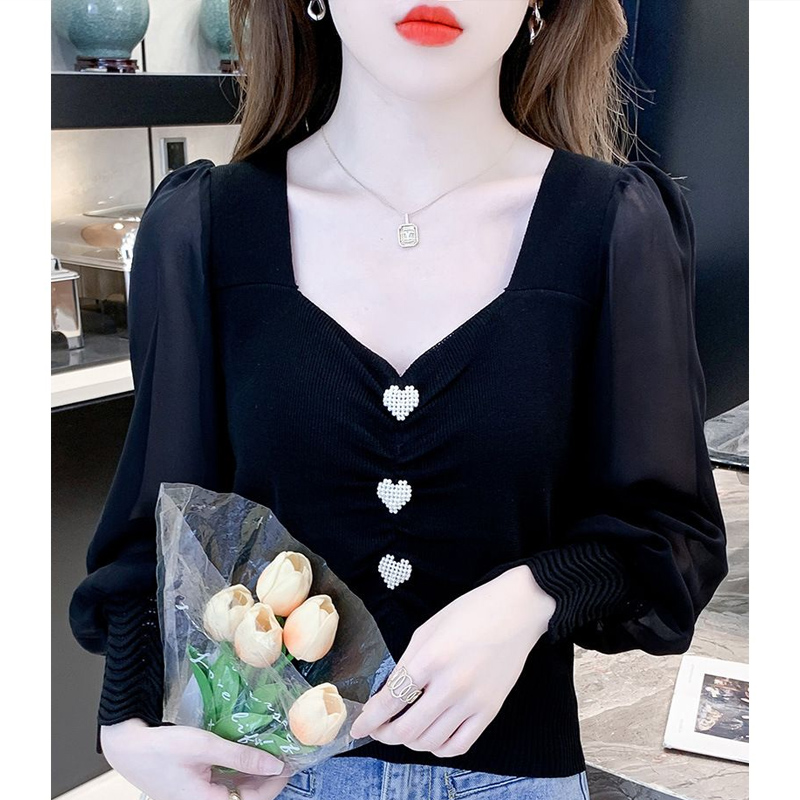 Spring Autumn Solid Color Sweater Women High Street Casual Long Sleeve Pullovers Patchwork All-match Tops