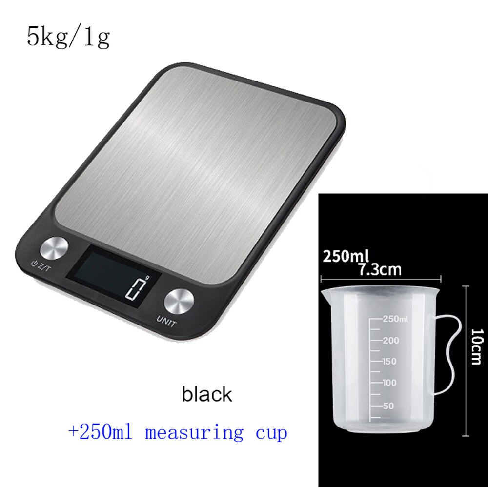 0.1g Precision Electron Kitchen Scales Stainless Steel Weighing For Food Diet Postal Balance Measuring LCD Precision Electronic: 5kg 250ML B