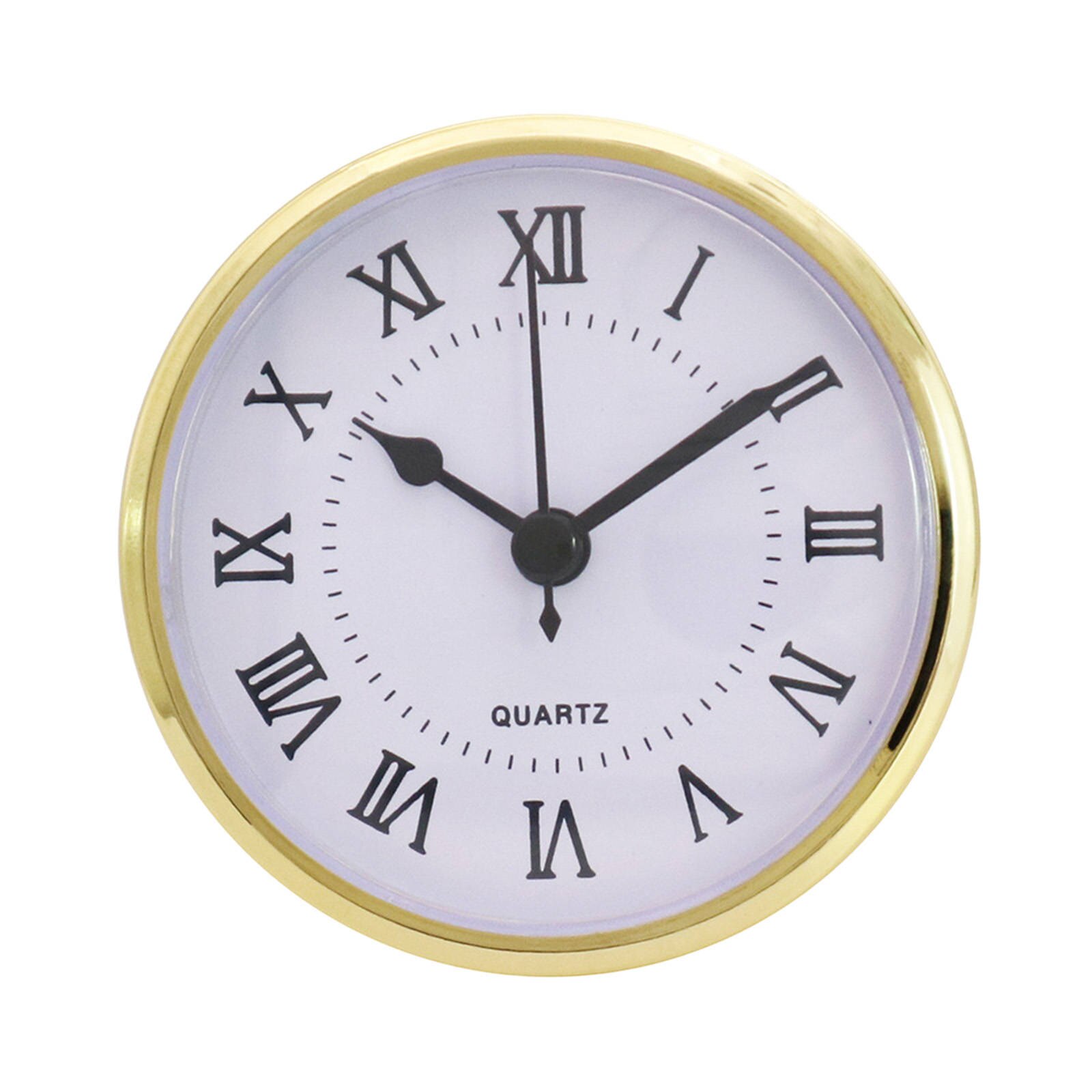 Mini horloge avec chiffres romains de 3.54 pouces, outils romains, garniture en or, tête ronde, Face blanche, batterie