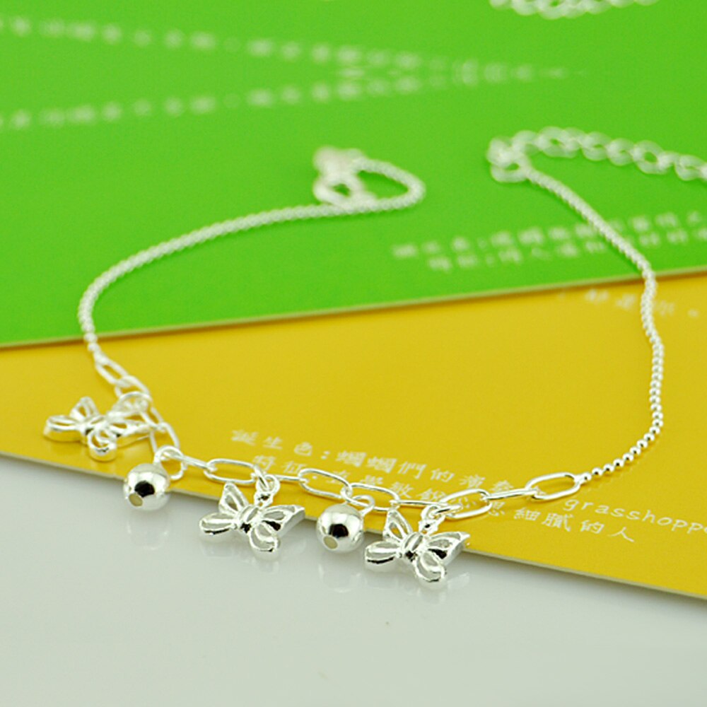 Modische Schmetterling Anhänger Sterling Silber Fußkettchen. Solide 925 silber fußkettchen für frauen. silber schmuck. Geburtstag
