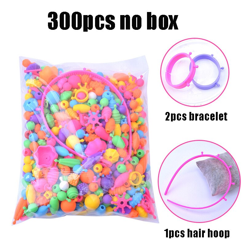 Pop Beads Snap Bead Colourful Jewelry DIY Jewelry Kit set Educational girls toys Making Necklace Bracelet and Ring: 300pcs no box