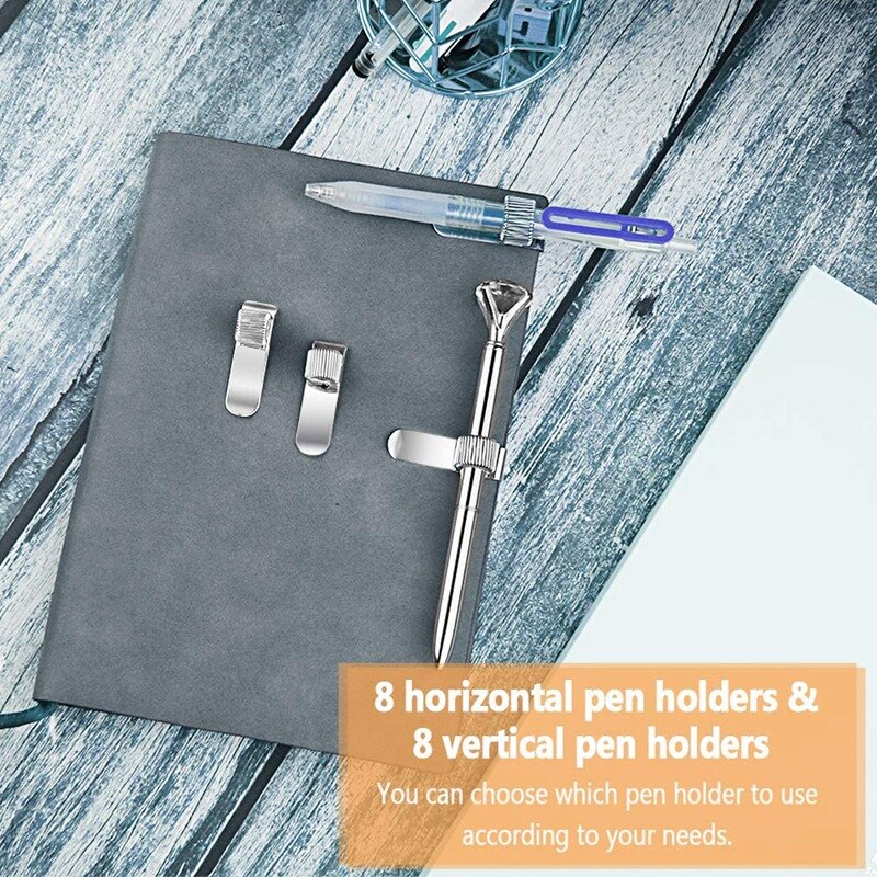 16Pcs Pen Clipboard Holder Spring Pen Loop Holder Clip Single Loop Pen Holder Clip for Notebook Home Office Pocket