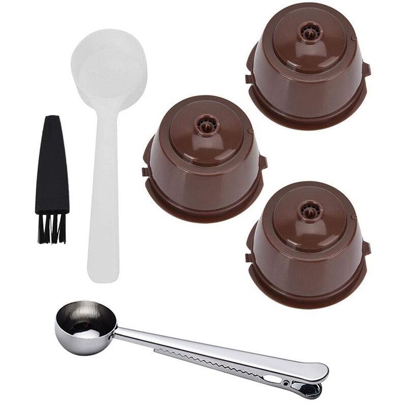 Refillable Coffee Capsule Machine for D0Lce Gusto with A Scoop, Brush and Spoon for Nescafe Machine Dolci: Coffee  3 Capsule