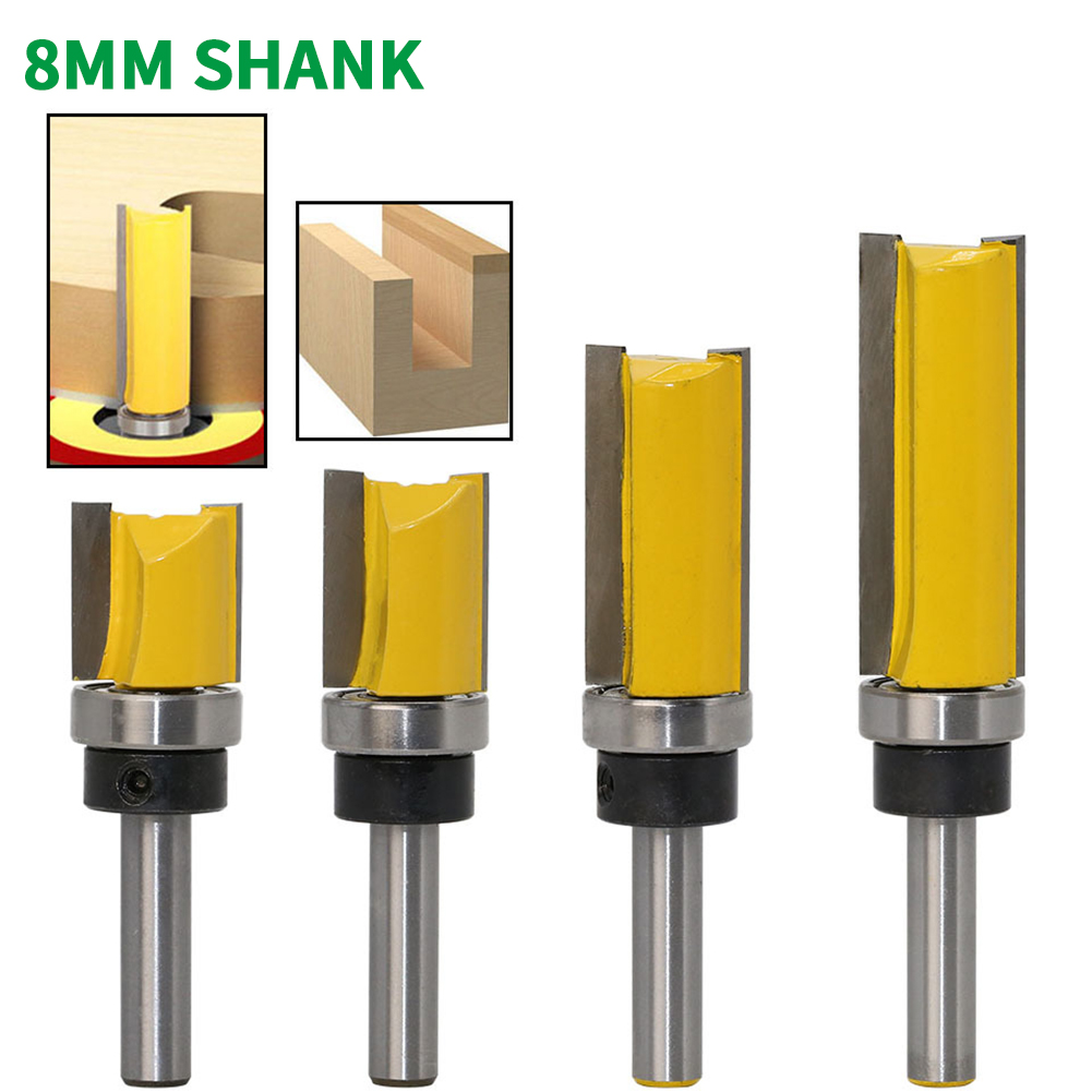 1pc 8mm skaft fræser træudskæring skabelon trim hængsel borefræser bit lige endefræser trimmer rengøring flush trim