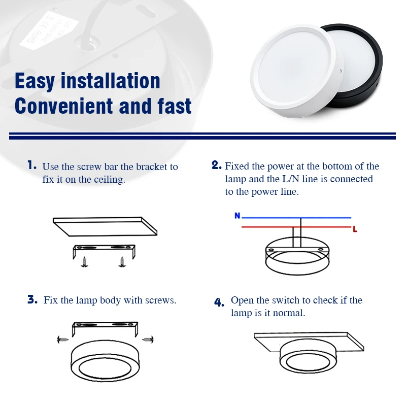 10 unids/lote Led Downlight 220V lámpara de techo 9W 12W 15W 18W Panel montado en superficie iluminación cocina accesorio para habitación decoración del hogar