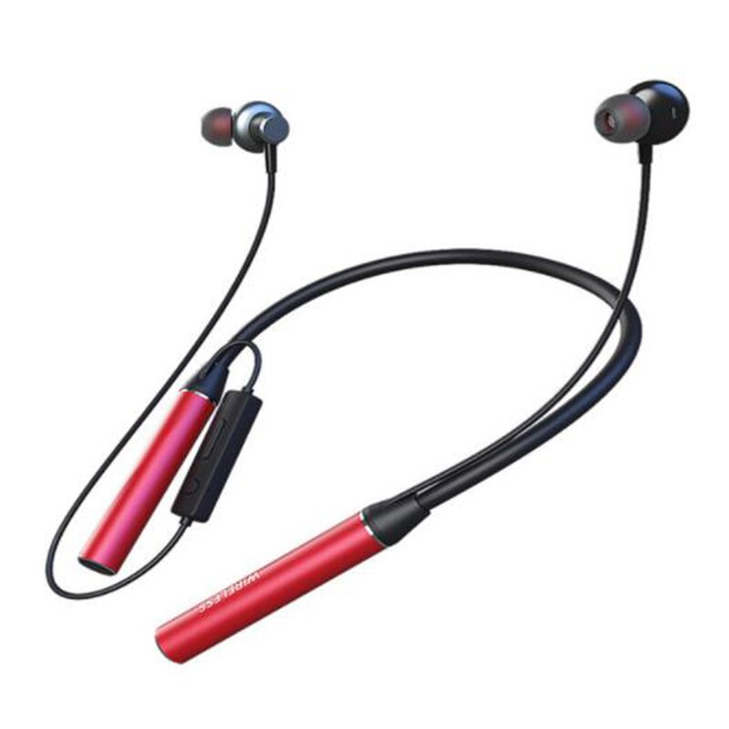 Gym530 bluetooth 5.0 pescoço-montado redução de ruído esportes fones de ouvido estéreo fones de ouvido magnético handsfree fone de ouvido cartão tf: Red