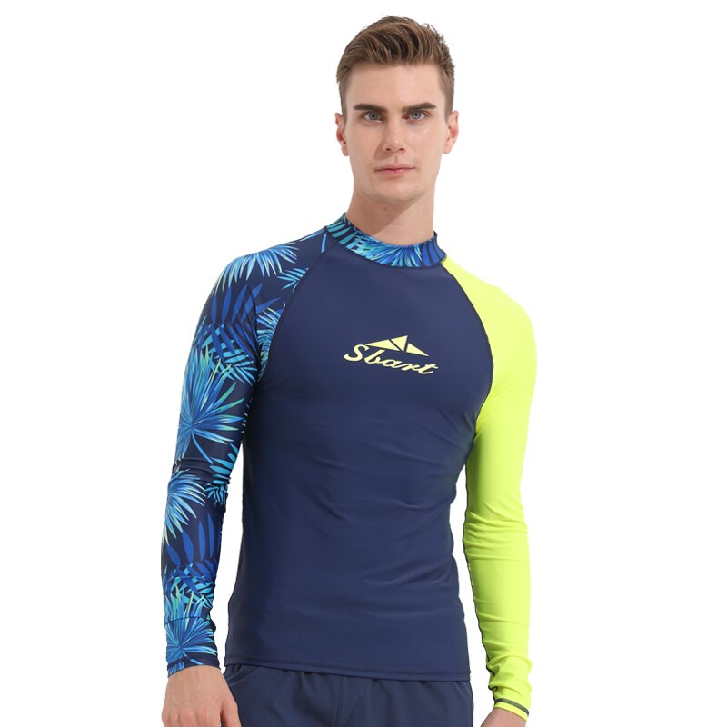 Heren rashguard top heren fitness lange mouwen rashguard t-shirt bodybuilding huid strak drogende tops zon uv badpak blouse print