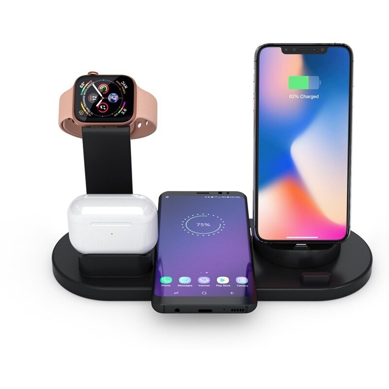 6 in 1 Wireless Charger 15W For iPhone 13 12 11 for iWatch Qi Wireless Chargers for Samsung Galaxy Xiaomi Huawei Fast Charging