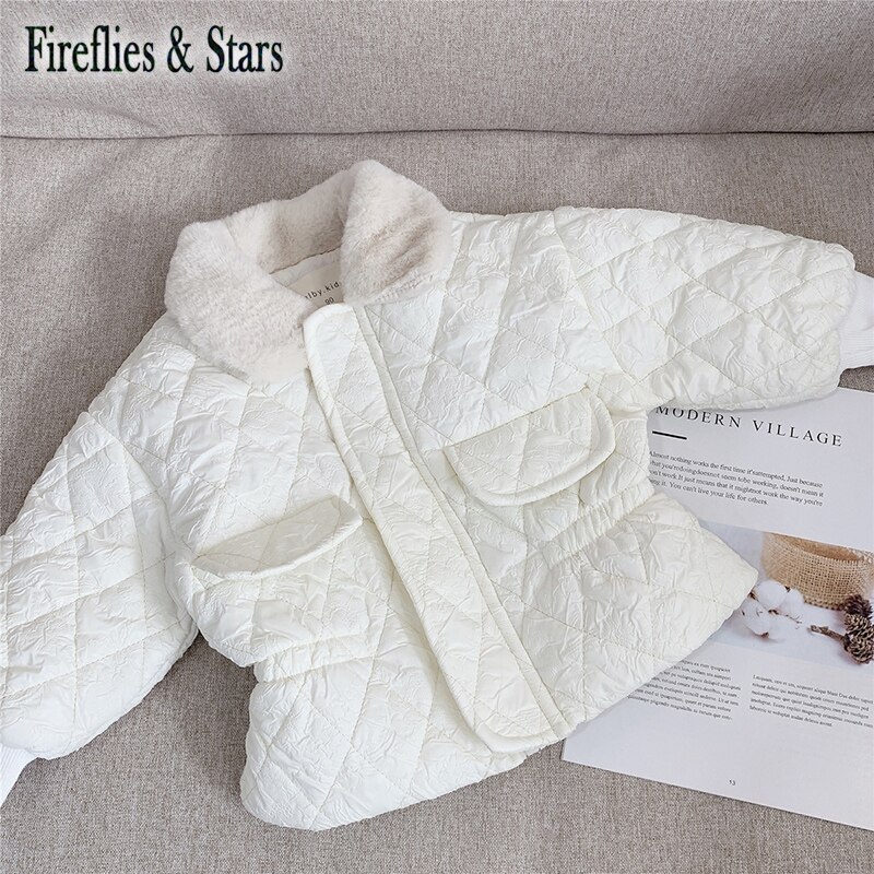 Winter Herfst Meisjes Jas Baby Jas Kinderen Uitloper Kinderen Parka Kleding Katoen Gevoerde Elastische Taille Geplooide Stof 2 Om 9 jr: white / 5T