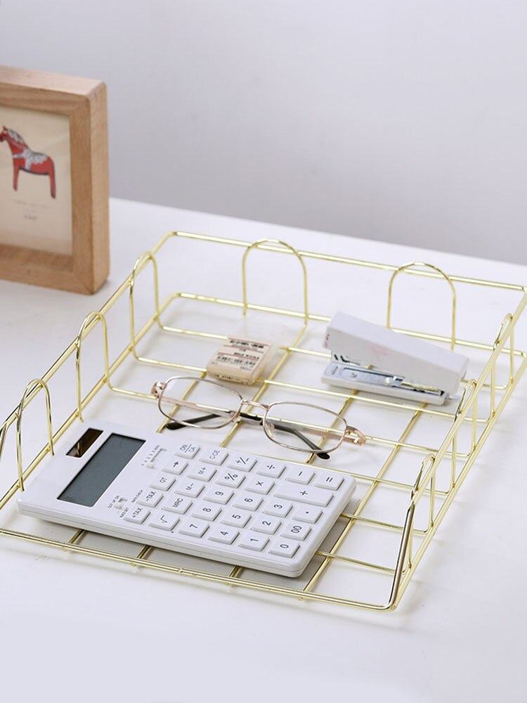 School Supplies Multi-layer Stack Magazine Rack Desk Wrought Iron Paper Holder Office Document Organizer