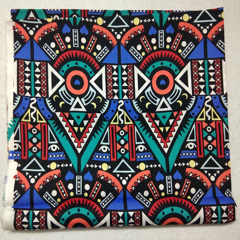 Brand Vintage African Style Abstract Totem Printed 100% Cotton Poplin Fabric 50x140cm Africa Fabric Patchwork Cloth Dress Ti