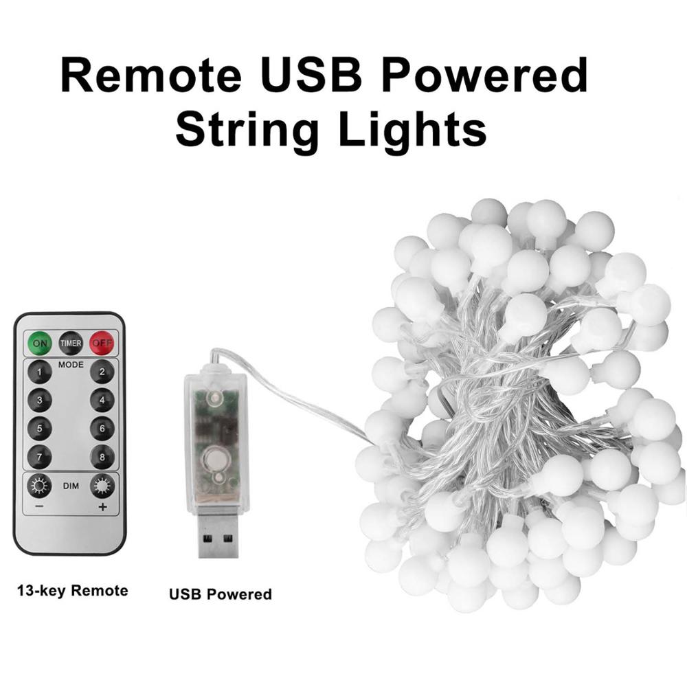 2 i 1 usb 100 ledet eventyrlys batteri års krans fjernkontroll 10m- strengs lys julepynt til hjemmet soverom: Usb-drevet