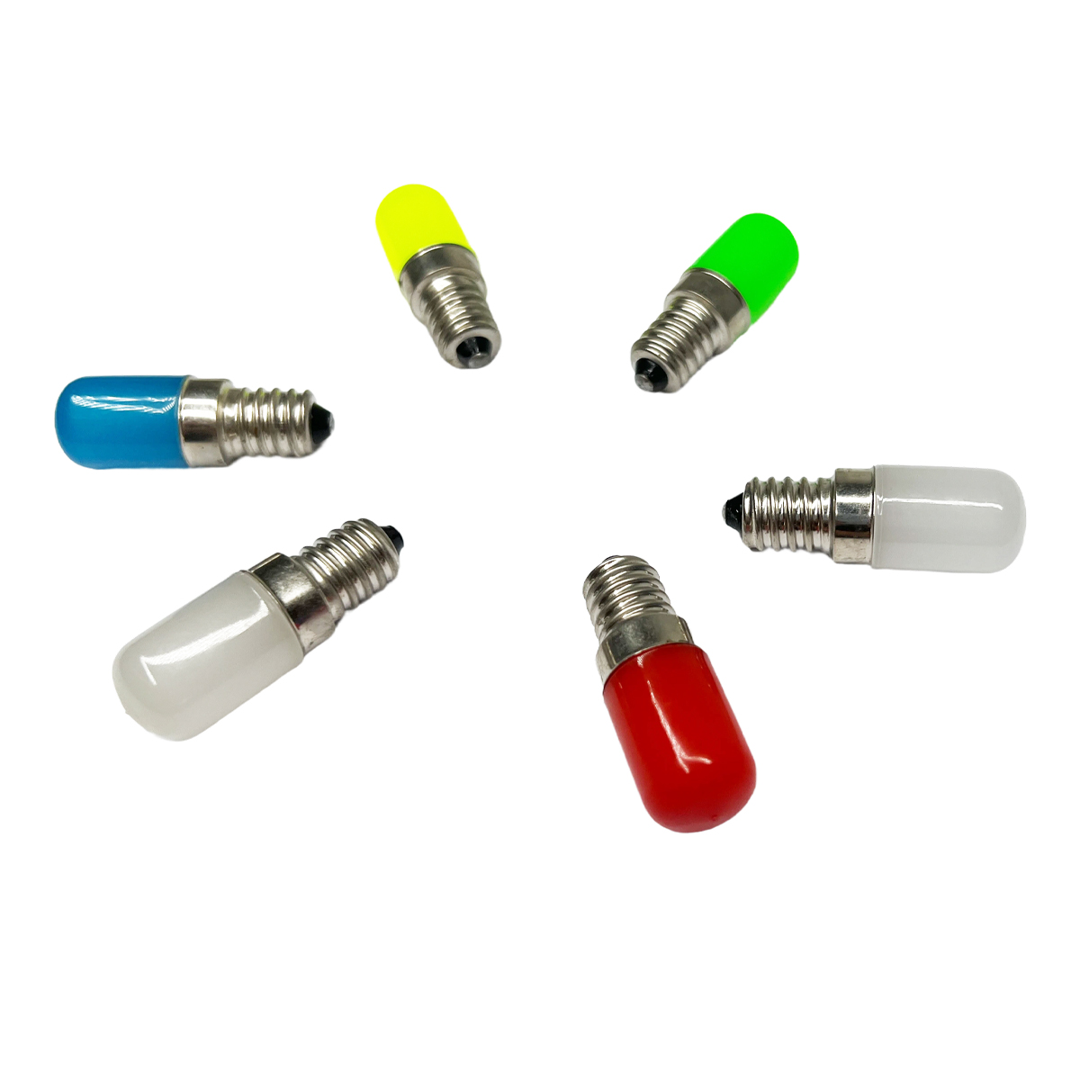 Mini ampoule E12 E14 T18 pour réfrigérateur, couvercle PC AC 110V 220V, ampoule de congélateur 2W, rouge vert bleu jaune blanc froid