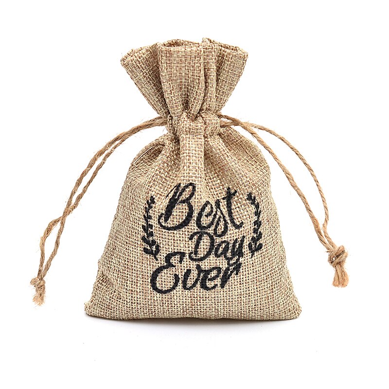 Petit sac de petites friandises de mariage en toile de jute en Jute, avec cordon, pour bonbons, bijoux, café, décor de noël,: Bleu ciel