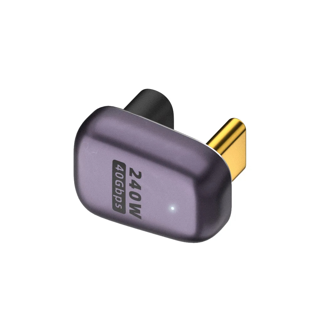 Usb 4.0 pd 240w 8k 60hz laturiliitin macbookille 40 gbps nopea usb c otg u-muotoinen suora kulma uros-naaras sovitin: Tummanharmaa
