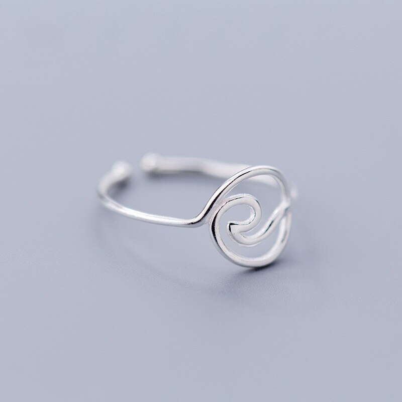 INZATT Echt 925 Sterling Silber Geometrische Hohle Runde Welle öffnung Ring Für Frauen Partei Edlen Schmuck Punk