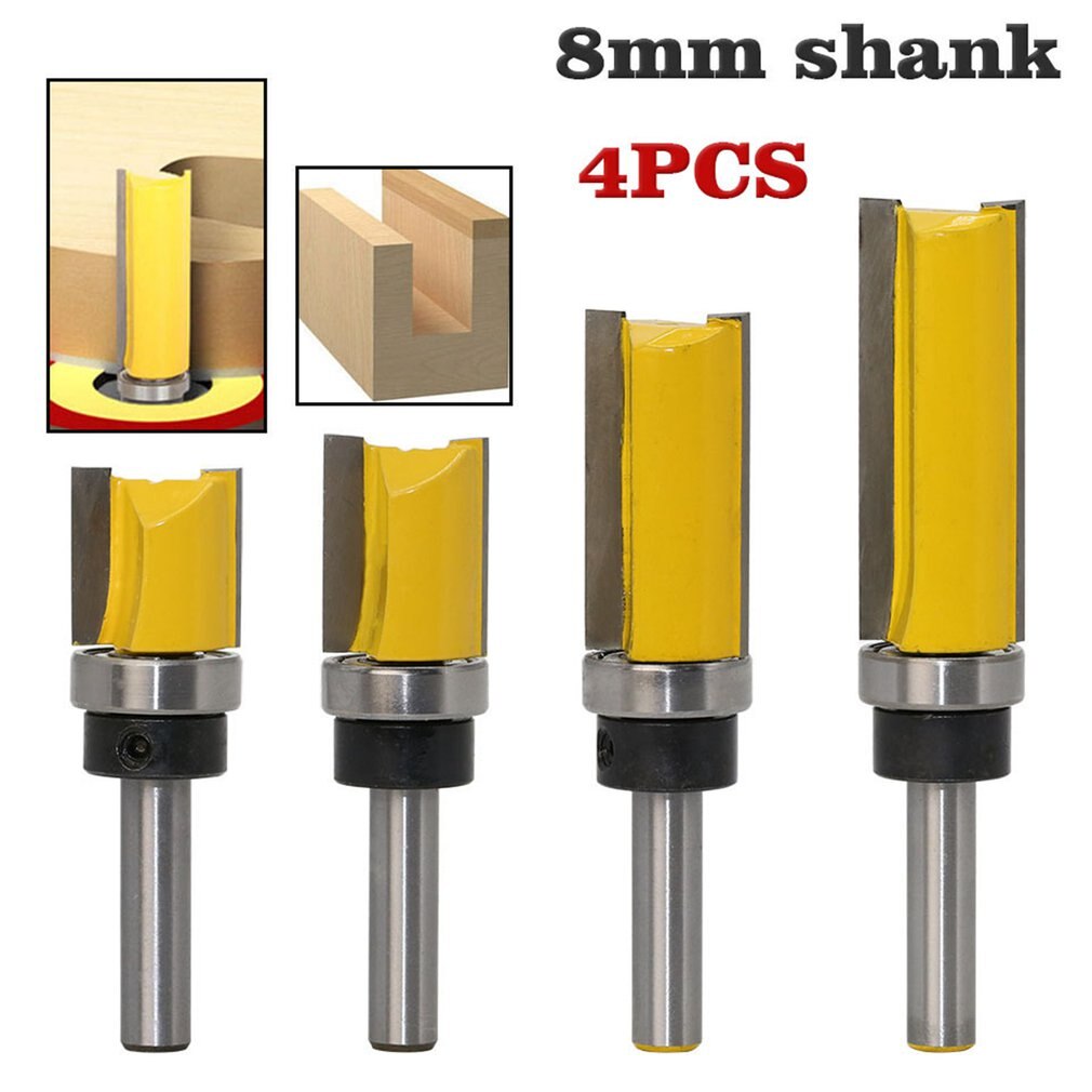 Skaft mal trim hengsel pin hull fres rett fres trimmer rengjøring flush trim tappe fres for trebearbeiding