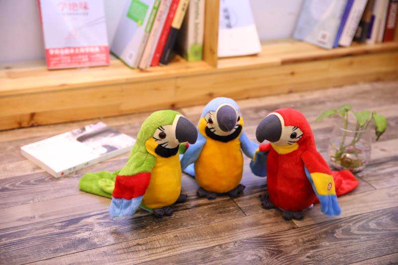 Juguete de loro eléctrico que habla para niños, juguete suave eléctrico que graba y agita las alas, de cumpleaños