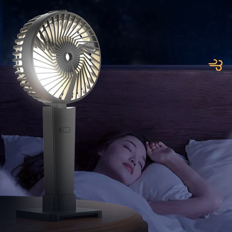 4 In 1 Mini Portable Fan Misting Fan Cooling Hand Holding Fan Desktop Phone Holder Multifunction Travel Cooler Fan