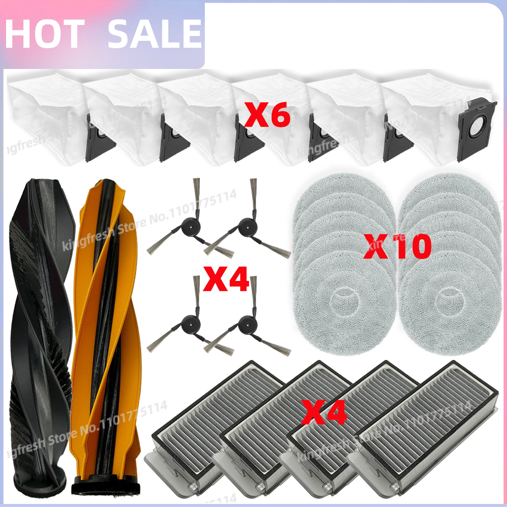 Compatibile con ( Dreame L50 pro ultra / Dreame X50 ultra / Dreame X50 maestro ) Parti per Aspirapolvere Rullo Principale Spazzola Laterale Filtro HEPA Panno per Pulizia Sacchetto della Polvere Accessori: Oro