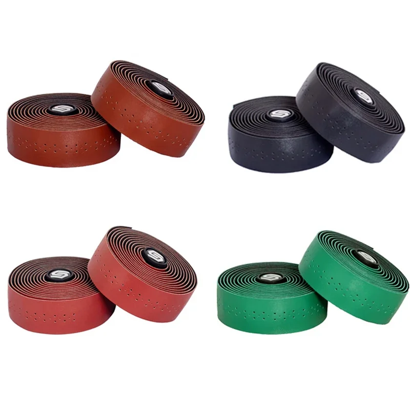 Vintage Perforated Bicycle Handlebar Straps Leather Shock Absorbing Anti-slip Comfort Extended Road Bike Handlebar Straps