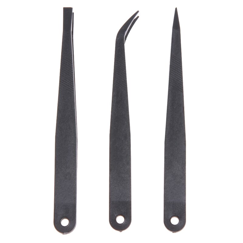 3Pc Anti-static Tweezers Set Triad Fix Repair Tool Kit for Smartphone Tablets Electronic Components Flat/Pointed/Curved Forceps