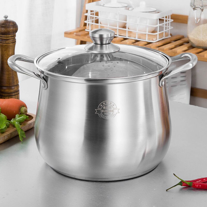 Soeppan Dikke 304 Roestvrij Staal Pot Grote Capaciteit Dubbele Bodem Noodle Pot Pap Pot Fornuis Universele Hoge Soeppan