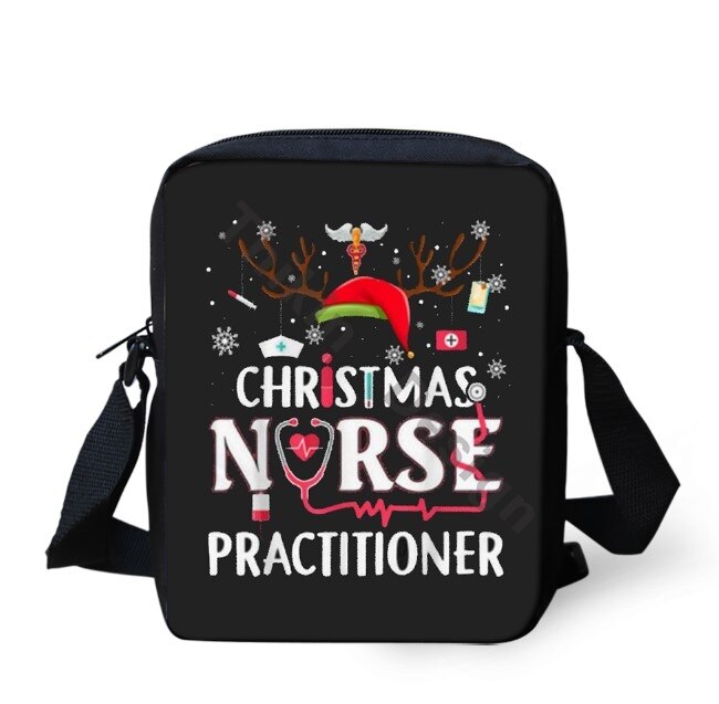 Kerst Verpleegkundige Crew Prints Patroon Schouder Tas Voor Meisjes Crossbody Telefoon Bag Coin Boodschappentassen Mochila: ALP2566E