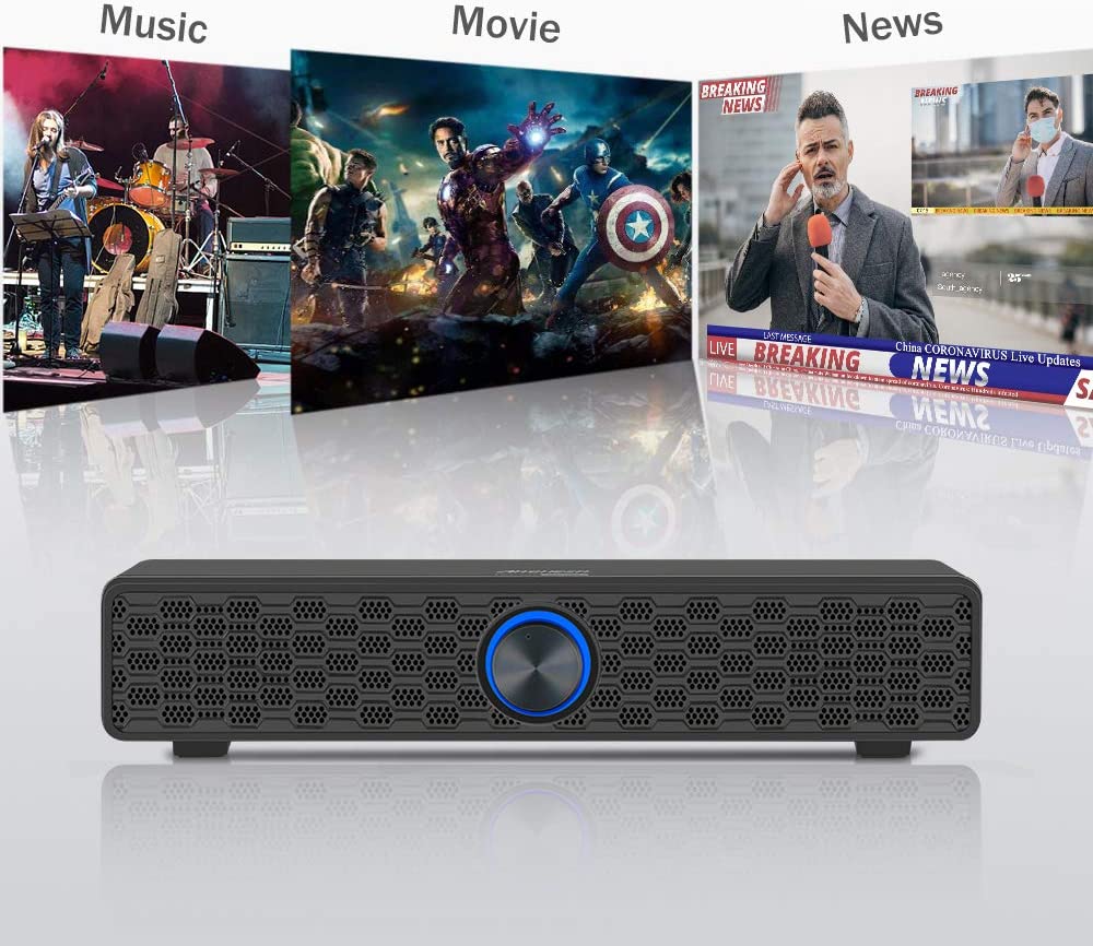 ARCHEER CS04 USB 10W Wired Sound Bar Stereo Sound Speakers Computer Stereo Speakers Hifi Soundbar for Laptop PC Samrtphone TV