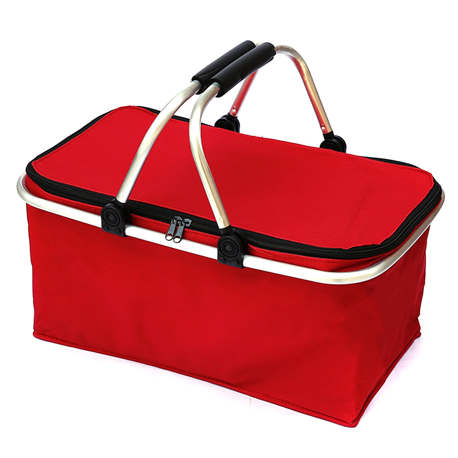 30L Falten Picknick Camping Korb Isoliert Einkaufen Kühler Hause Lagerung Korb Korb Korb Tasche Kasten draussen Picknick Taschen: rot