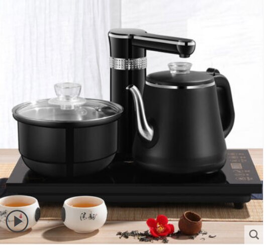 Electric Kettles household tea pot set 1.0L capacity stainless steel safety auto-off function, black: Black