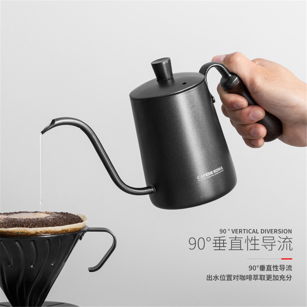 CAFEDE KONA cafetière 360ML/600ML en acier inoxydable col de cygne goutte à goutte bouilloire col de cygne bouche mince goutte à goutte café bouilloire théière
