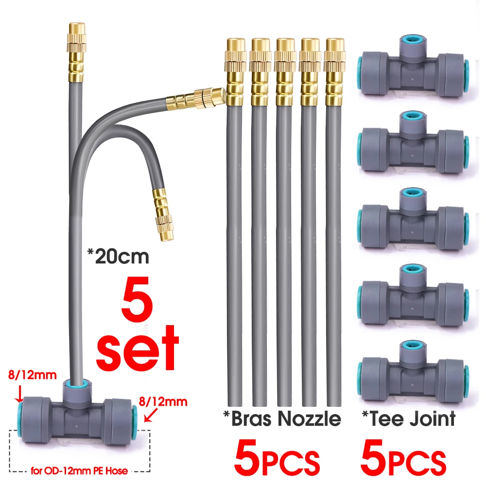 Flexible Brass Adjustable Spray Kit Gray 3/8"PE Hose Quick Connect Fogging Cooling Dedusting Watering System for Garden: Blue