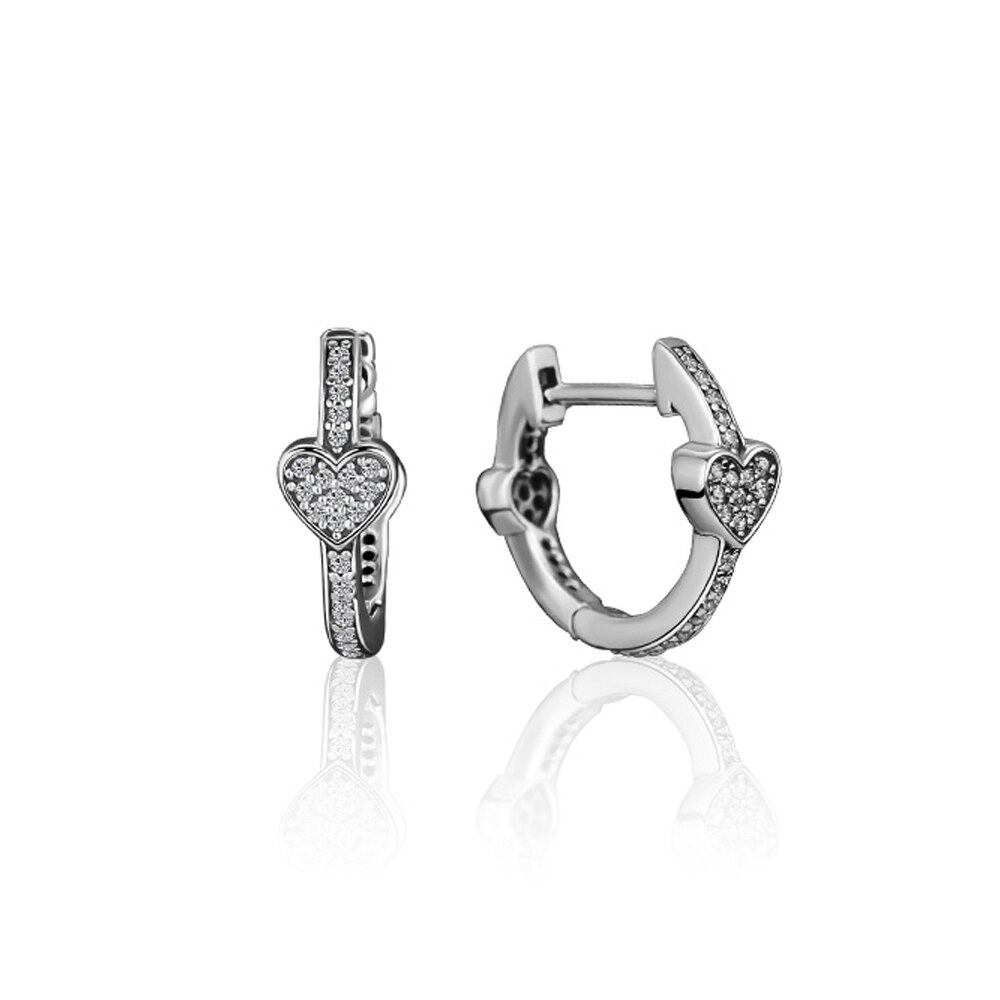 Ckk Echt 925 Sterling Silver Clear Cz Verleidelijke Harten Hoop Oorbellen Voor Vrouwen Wedding Earring Verklaring Sieraden Bijoux