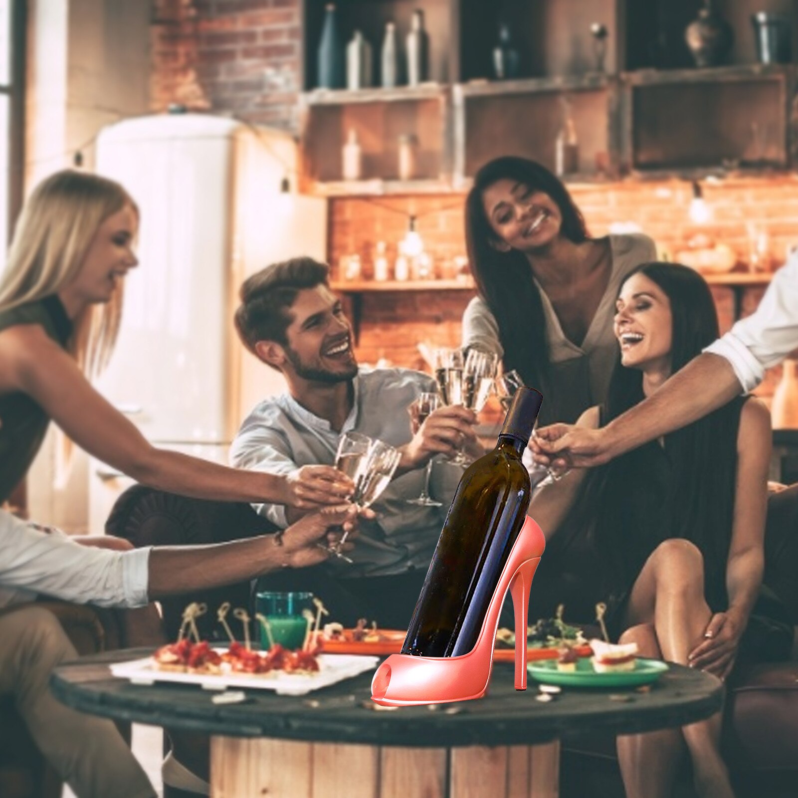 Haute Talon Chaussure Vin Porte-Bouteille Porte Panier Accessoires Pour la maison Rouge Chaussure Casier À Vin Porte-Bouteille