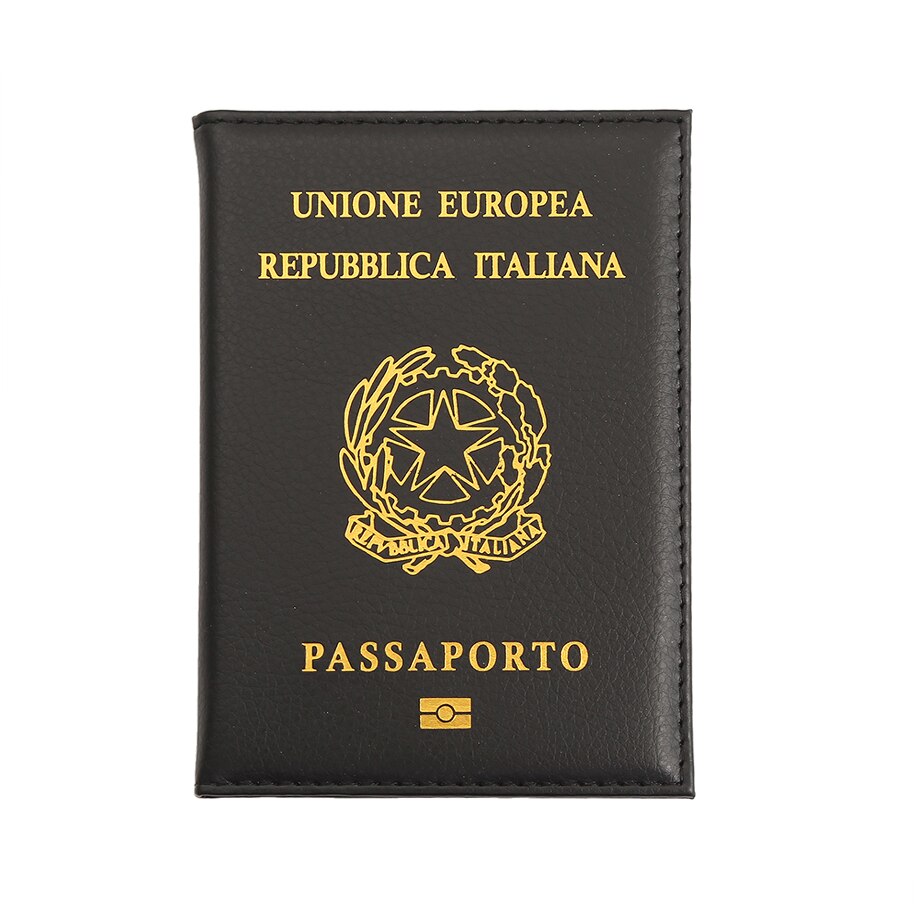 Top Italië Paspoort Deksel Vrouwen Reizen Italiaanse Paspoort Case Pu Leather Black Cover Voor Paspoort Reizen Paspoorthouder: Default Title