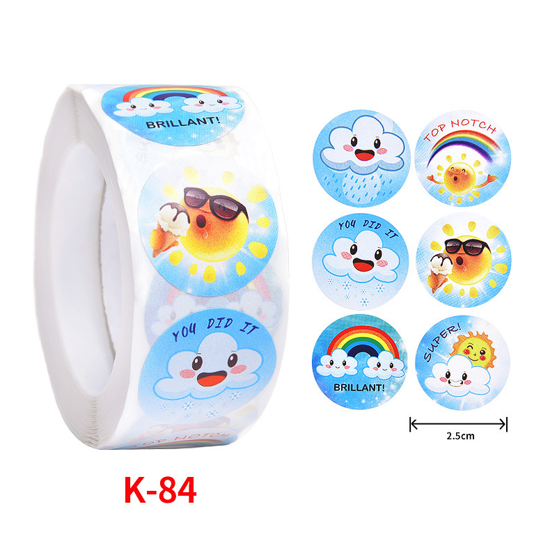 500Pcs Children's Cartoon Animal Stickers Baby Stickers Kindergarten Inspirational Little Red Flower Reward Roll Stickers