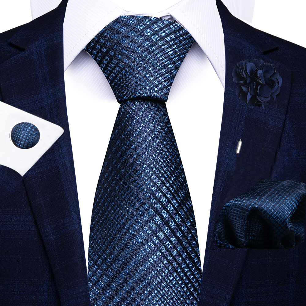 de vacaciones 8 cm corbata pañuelo gemelos Pin Set para hombres corbata raya traje rojo accesorios boda Gravatas