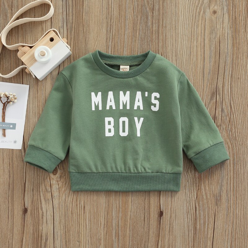 Lente Herfst Peuter Baby Jongens Sweatshirt Brief Afdrukken Ronde Hals Lange Mouw Casual Truien Sweatshirts Jassen Kids Tops: green / 24M