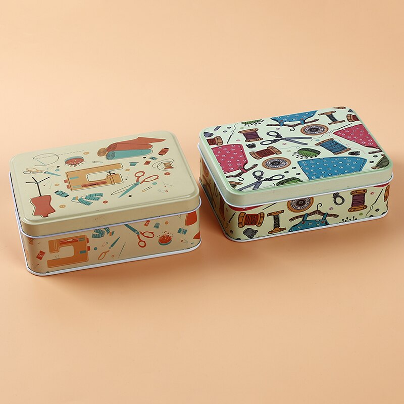 Popular Metal Iron Box Cosmetic Box Sewing Kit Tin Box Thread Stitching Embroidery Craft Sewing Kits Home Organizer