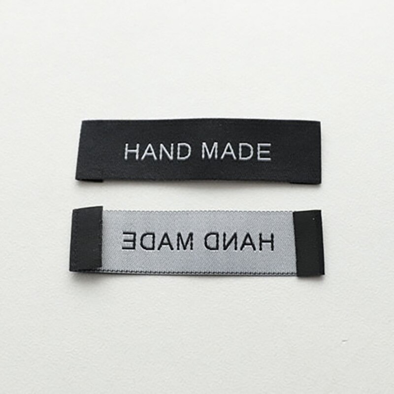 100pz Etichette Etichette di Abbigliamento in Rilievo Fatti A Mano di Stoffa FAI DA TE Etichetta Bandiera etichetta per Abbigliamento Accessori di Cucito Nero Bianco 1.4x5.5cm