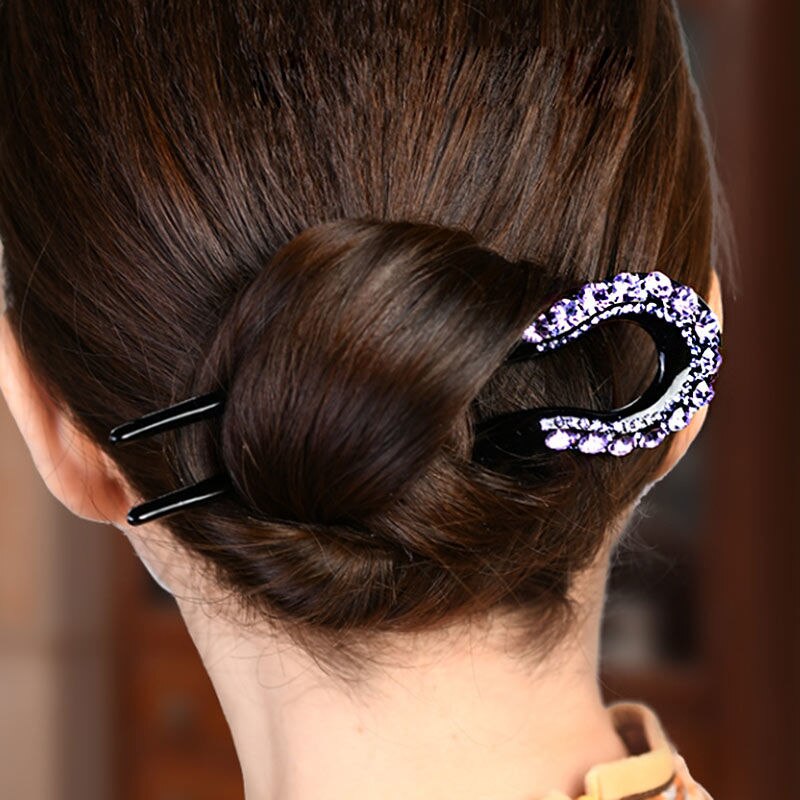 1Pc U-Vormige Pin Grip Haarspelden Retro Eenvoudige Klassieke Crystal Hair Sticks Haar Maker Haarspeld Accessoires