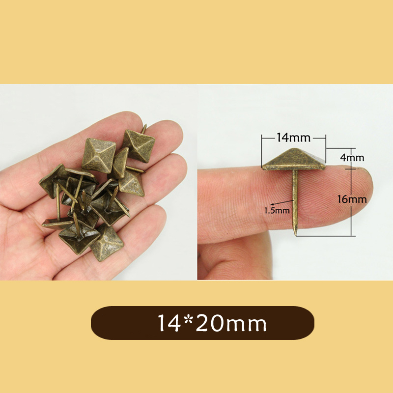 10x clavos para tapicería, tachuelas, pasadores para muebles con cabezal de clavo cuadrado: Oro